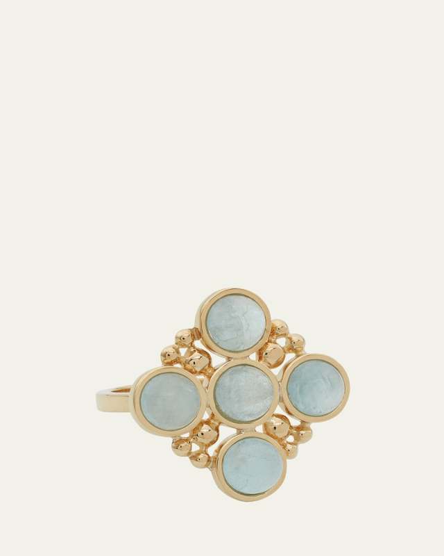 18k Gold Bubbles Aquamarine Ring